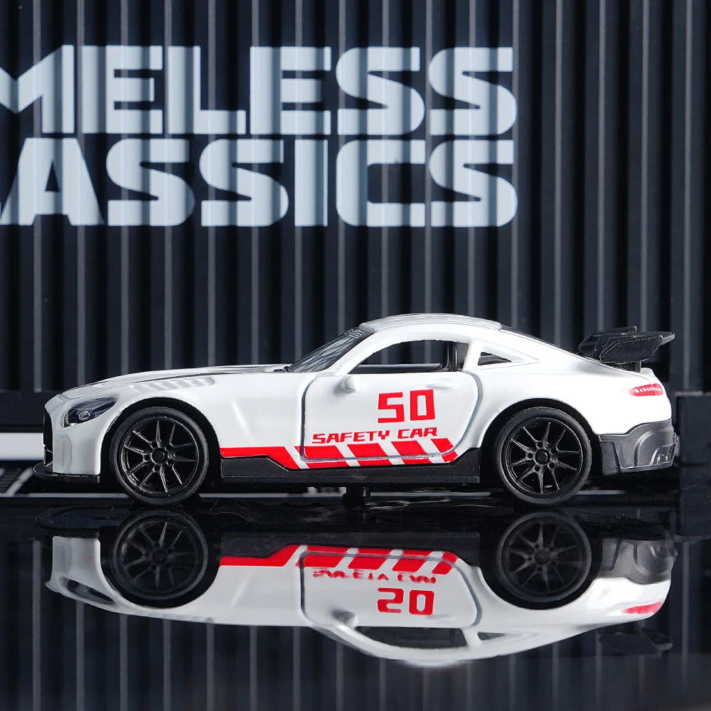 AMG Diecast Car Model, Alloy Sports Car Decor, White Collectible Vehicle with Openable Doors, Premium Ornament for Car Fans