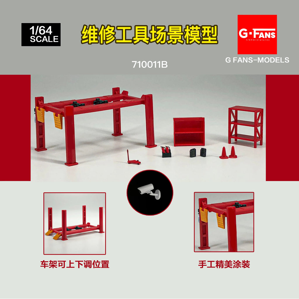 G Fans 1/64 Scale Car Garage Miniatures Model Car Parking Lot Diecast Scene Display Vehicle Scene Toy Background Collection