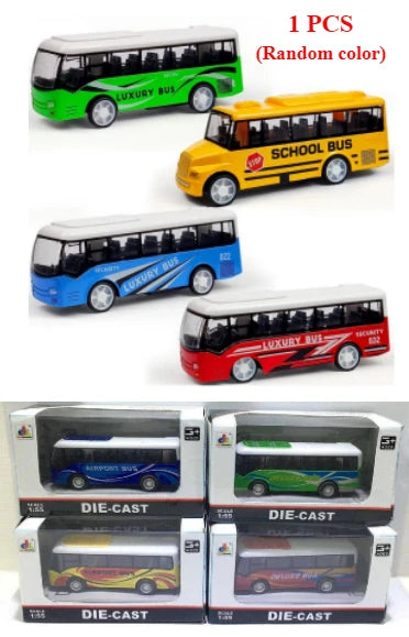 Children's Alloy Anti-Collision Car School Bus City Traffic Decoration Model Airport Metal Pull-Out Boy Holiday Education Toys