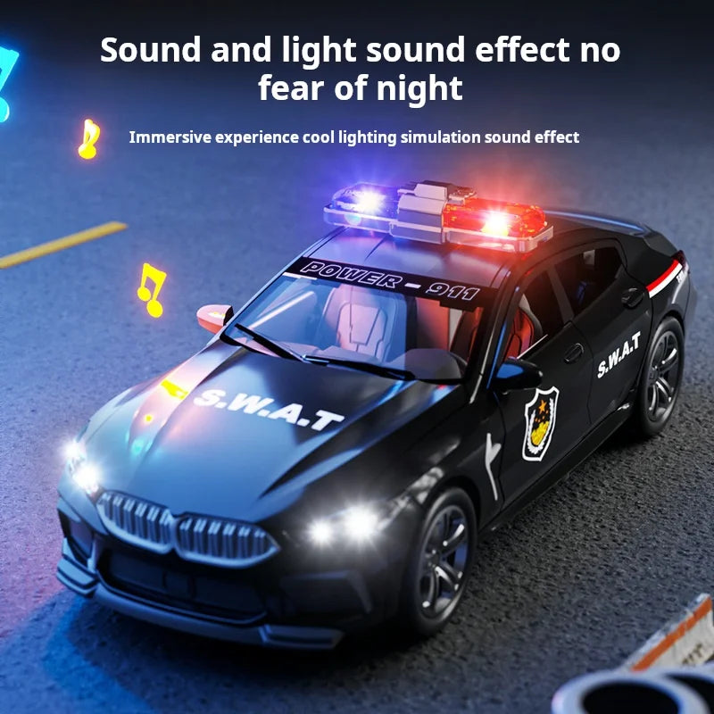 1:32 Simulation BMW M8 Police Car Car Model Car With Sound and Light High Simulation Kids Gift Collection Kids Gifts
