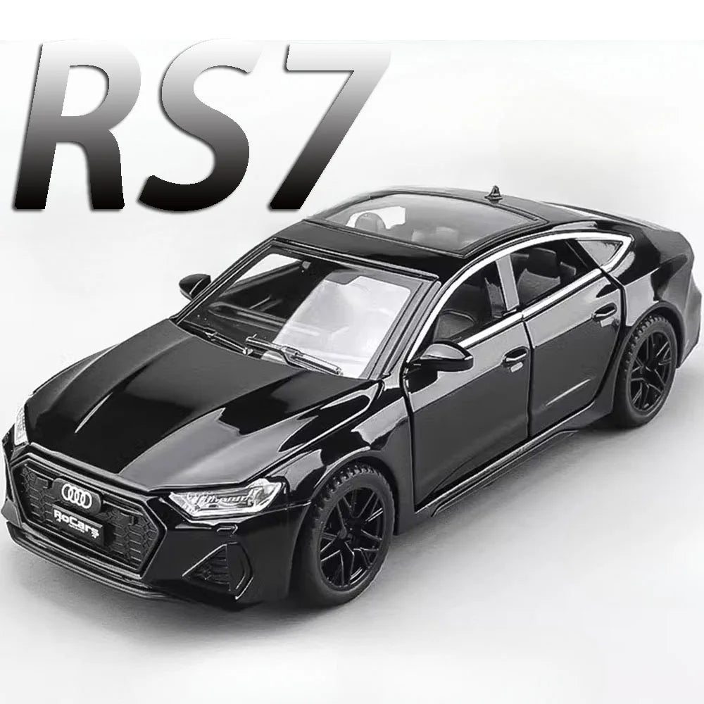 1:32 RS7 Sportback Miniature Model Toy Cars Alloy Diecast 6 Doors Opened with Pull Back Rubber Tires Ornament Vehicle Toys Gifts