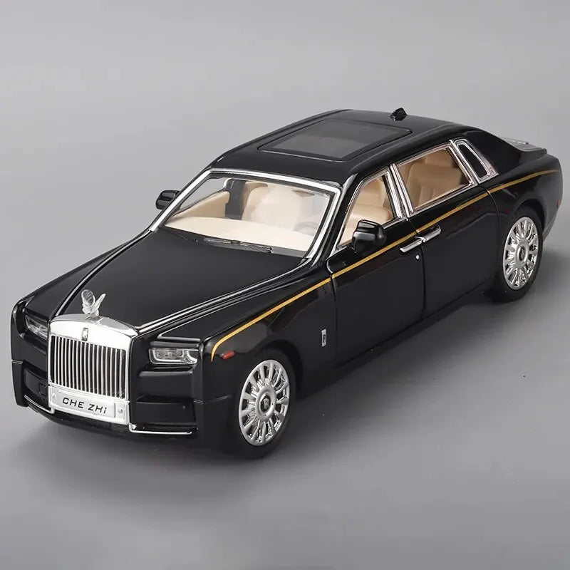 1:18 Rolls-Royce Phantom Model Car, Zinc Alloy Pull Back Toy Diecast Car with Sound and Light, Realistic Modeling Model Toy
