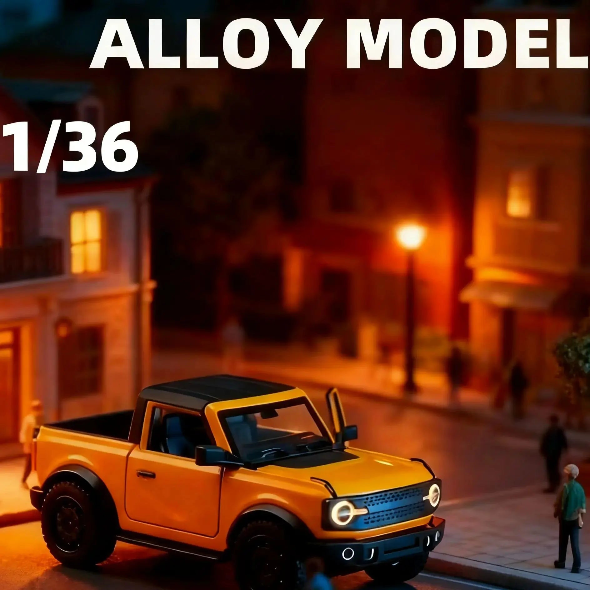 (Bagged) 1/36 New Hummer Convertible Off-Road Pullback Car - Children's Toy, Die-cast Metal, Powerful Engine
