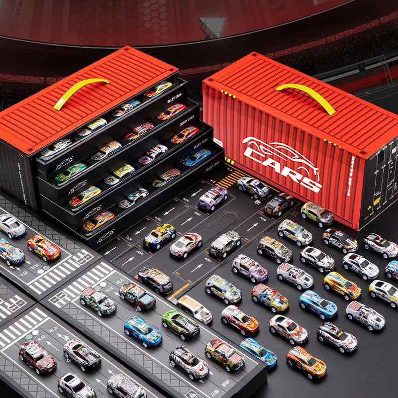 Gift Box Version: 48-Piece Alloy Car Set, Children's Toy Car, Tin Car, Racing Model, Classic Car Model, Christmas Gift