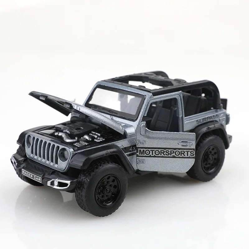 (Bagged) 1/36 Convertible Wrangler Off-Road Vehicle, Die-Cast Metal, Boy's Toy, Four Doors Openable, Pull-Back Function