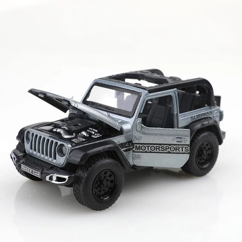 (Bagged) 1/36 Convertible Wrangler Off-Road Vehicle, Die-Cast Metal, Boy's Toy, Four Doors Openable, Pull-Back Function