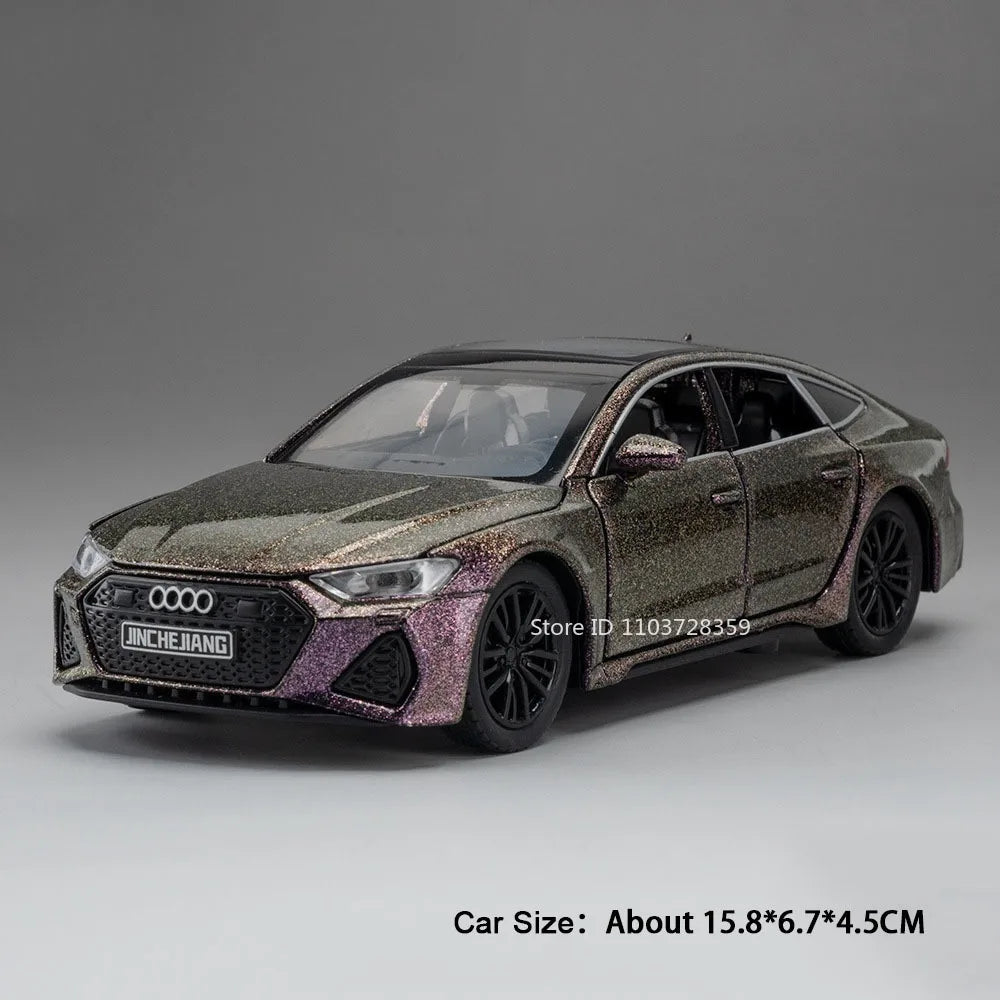 1:32 RS7 Sportback Miniature Model Toy Cars Alloy Diecast 6 Doors Opened with Pull Back Rubber Tires Ornament Vehicle Toys Gifts