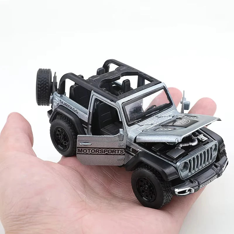 1/36 Convertible Wrangler Off-road Vehicle, Die-cast Metal, Boy's Toy, Four Doors Opening, Pull-back Function