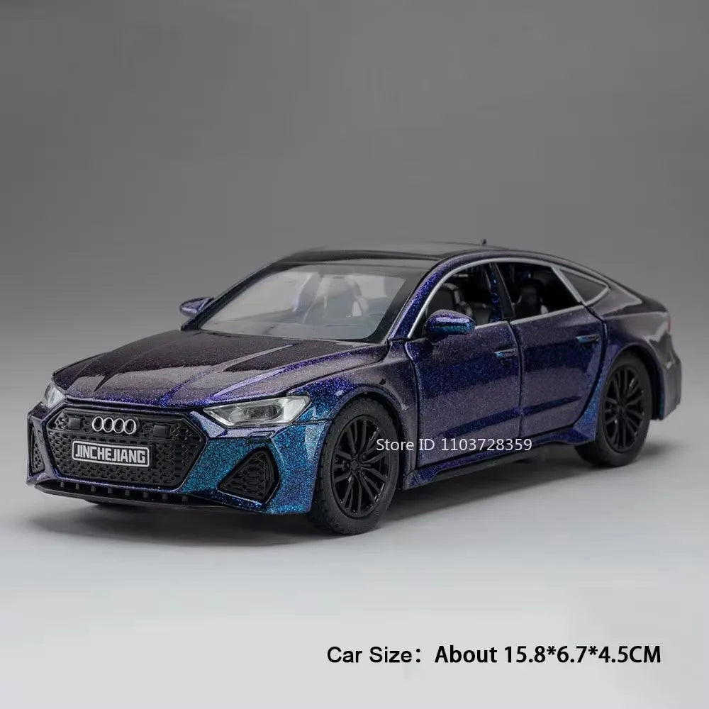 1:32 RS7 Sportback Miniature Model Toy Cars Alloy Diecast 6 Doors Opened with Pull Back Rubber Tires Ornament Vehicle Toys Gifts