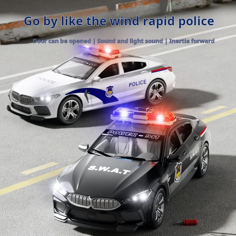 1:32 Simulation BMW M8 Police Car Car Model Car With Sound and Light High Simulation Kids Gift Collection Kids Gifts