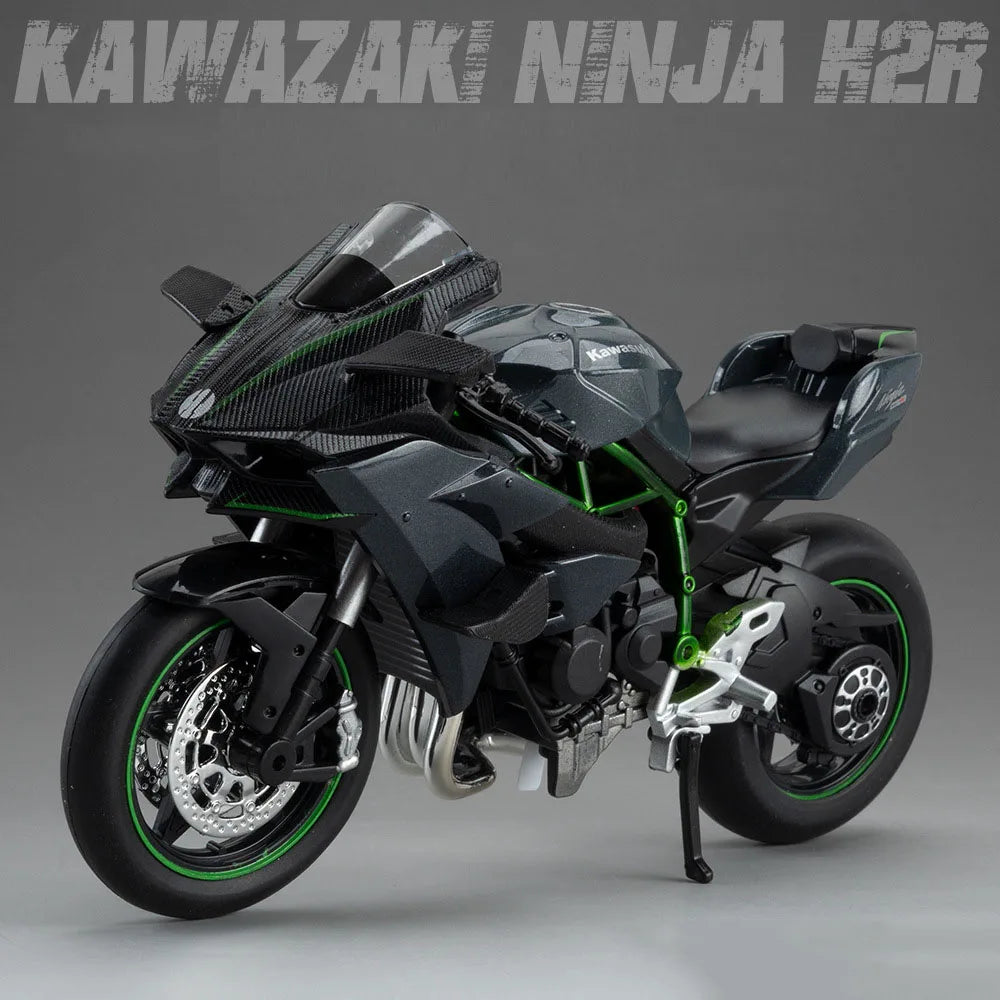 1:12 Kawasaki H2R BWM S1000RR Alloy Motorcycle Toys Diecast Miniature Car Front Wheel Steering Motorbike Children Christmas Gift