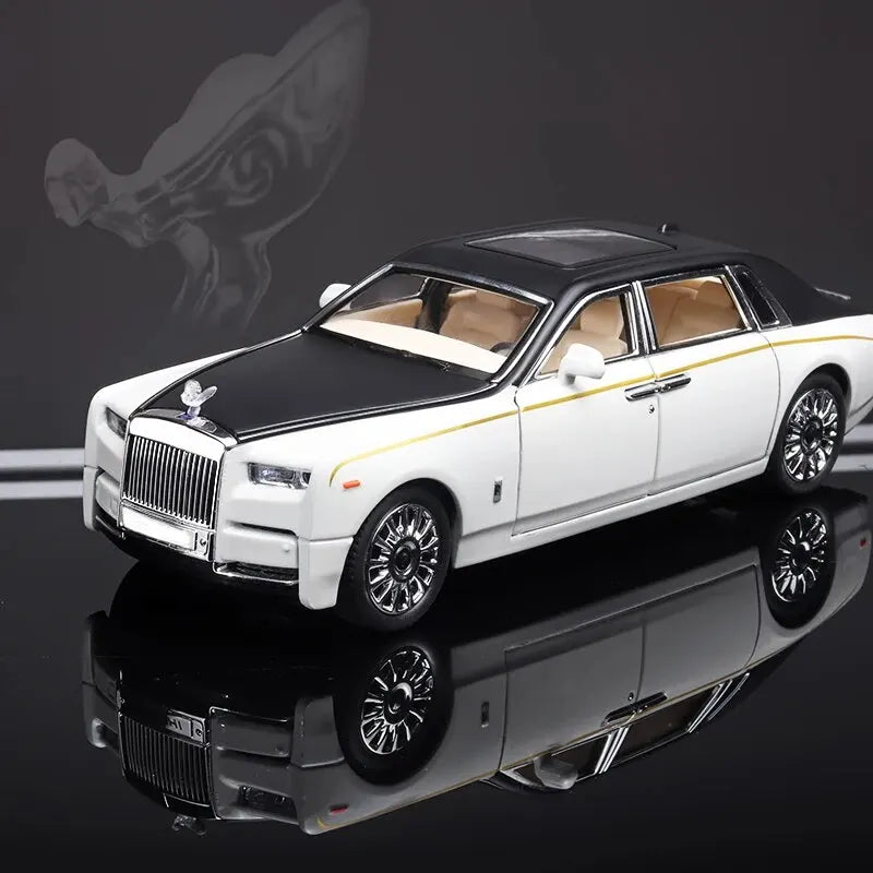 1:18 Rolls-Royce Phantom Model Car, Zinc Alloy Pull Back Toy Diecast Car with Sound and Light, Realistic Modeling Model Toy