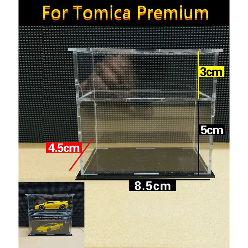 1/64 Model Cars Acrylic Display Case Fit for Mini Size MiniGT Tomica Hotwheels Required Assembly Proof Box Cabinet Toy Vehicles