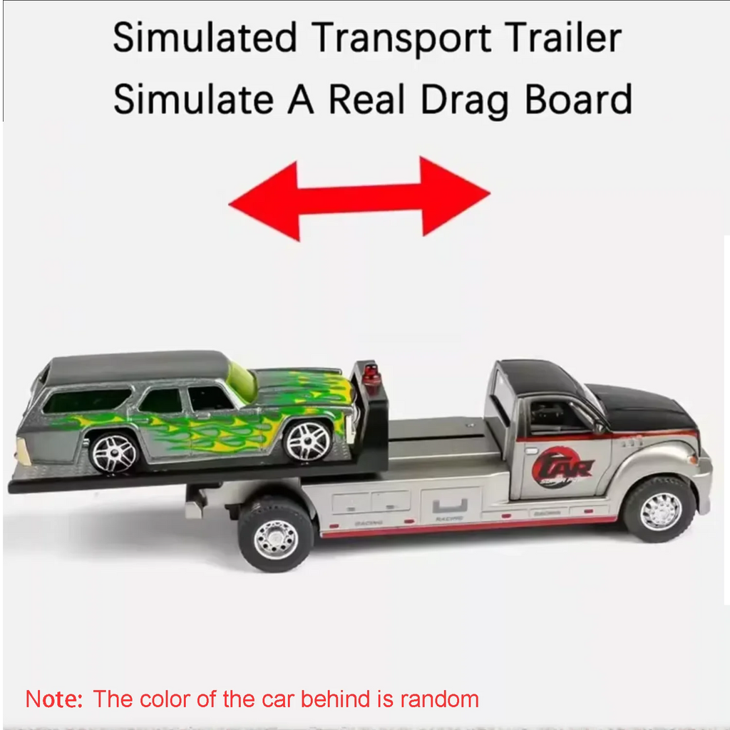 Scale 1:64 Container Alloy Trailer Model Toy Car Diecast Metal Movable Joint Pull Back Rescue Engineering Vehicles Gifts for Kid