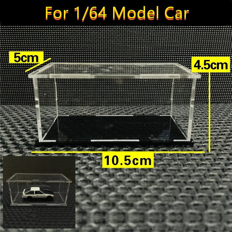 1/64 Model Cars Acrylic Display Case Fit for Mini Size MiniGT Tomica Hotwheels Required Assembly Proof Box Cabinet Toy Vehicles