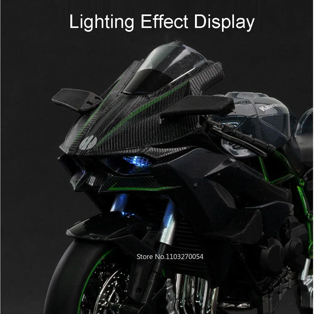 1:12 Kawasaki H2R BWM S1000RR Alloy Motorcycle Toys Diecast Miniature Car Front Wheel Steering Motorbike Children Christmas Gift