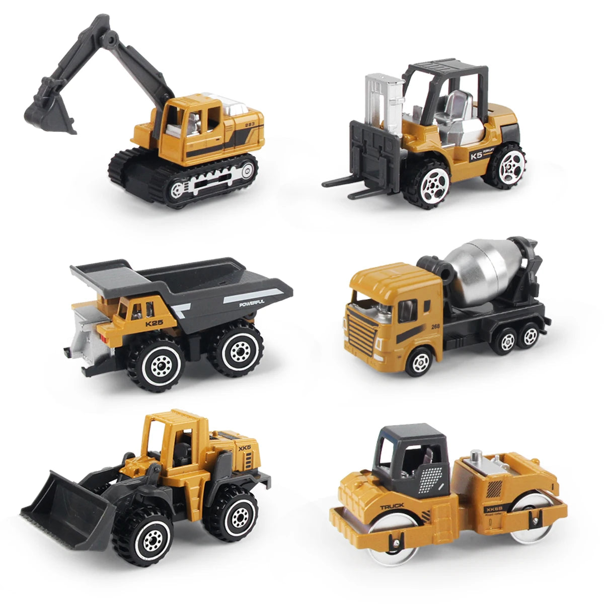 6pcs/set Alloy Engineering Truck Toy Car Classic Construction Model Vehicle Loader Tractor Excavator Toys for Boys Gifts