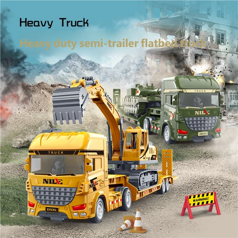 Scale Simulation Container Engineering Car Set Inertial Excavator Transport Truck Model Children Educational Toy Birthday Gift