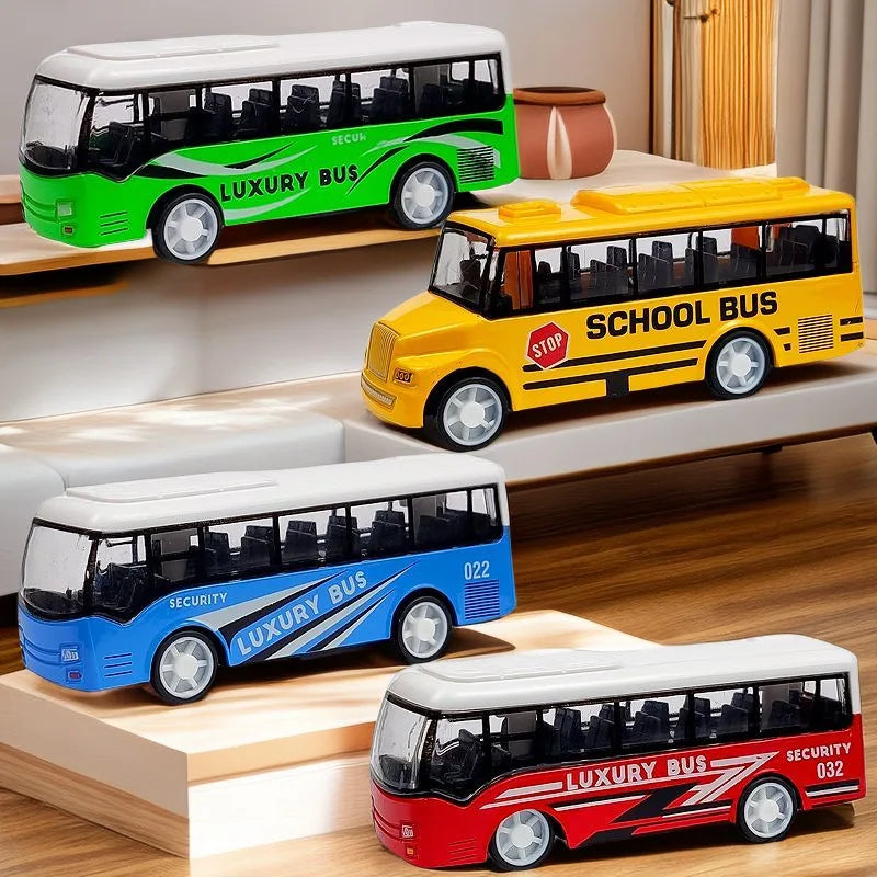 Children's Alloy Anti-Collision Car School Bus City Traffic Decoration Model Airport Metal Pull-Out Boy Holiday Education Toys