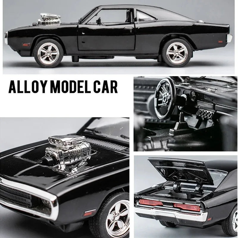 1:32 Simulation 1970 Dodge Charger Alloy Sports Car Model Pull Back Luxury Car Toy Gift Ornaments