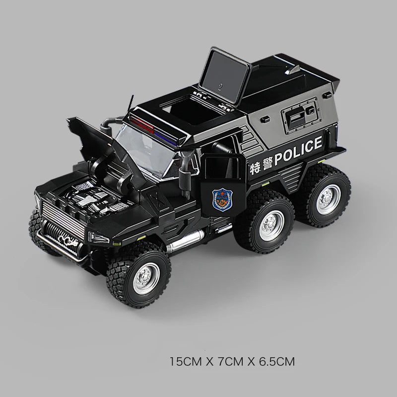 1:32 SWAT City Police Truck Model Diecast Play Off-road Vehicle Sound and Light Sport Car Toys for Children Collection Gifts