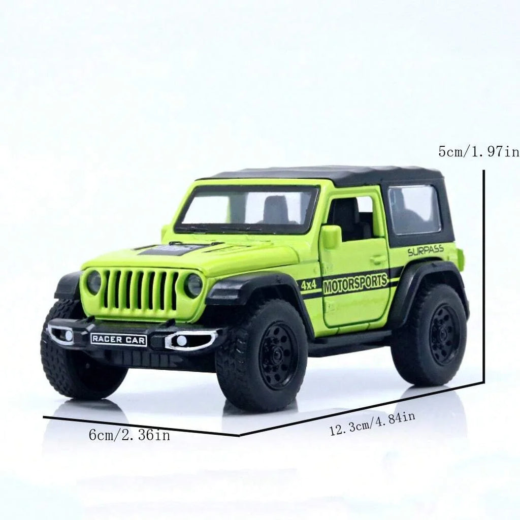 1/36 Convertible Wrangler Off-road Vehicle, Die-cast Metal, Boy's Toy, Four Doors Opening, Pull-back Function