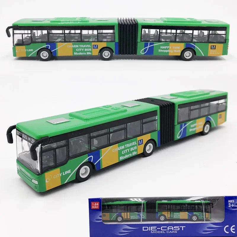 1/64 Diecast Alloy City Bus Pull Back Cars Kids Toy Car Inertia Vehicle Model Toy Educational Toys for Children Gift Boys Toys