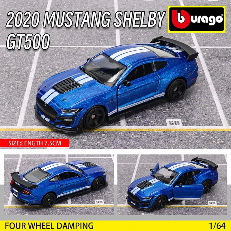 Bburago 1:64 GOLF GT 2017 2020 موستانج شيلبي GT500 نموذج سيارة مجموعة ألعاب هدايا أعياد الميلاد للأولاد فيراري بنز فولكس فاجن