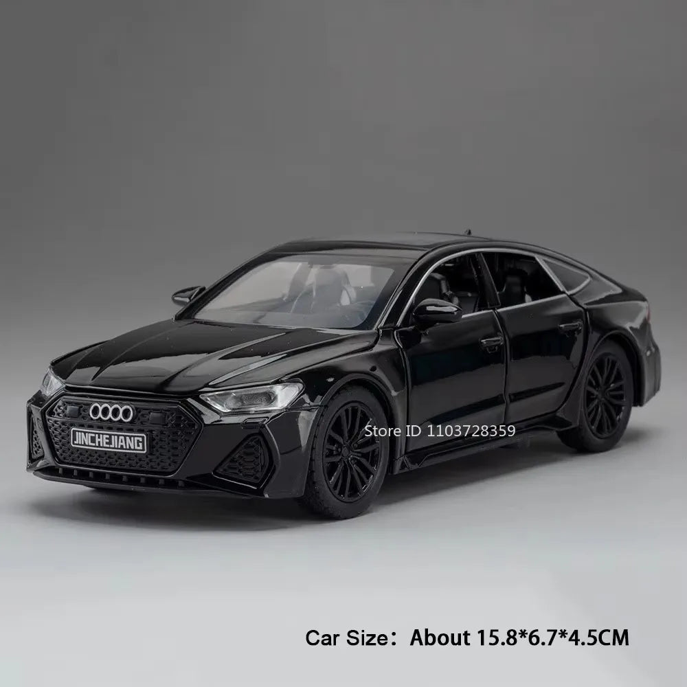 1:32 RS7 Sportback Miniature Model Toy Cars Alloy Diecast 6 Doors Opened with Pull Back Rubber Tires Ornament Vehicle Toys Gifts