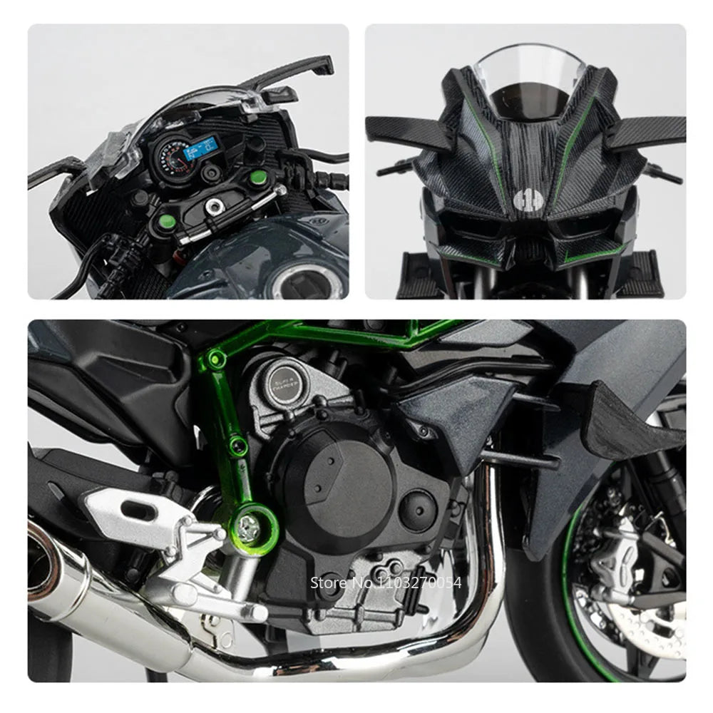 1:12 Kawasaki H2R BWM S1000RR Alloy Motorcycle Toys Diecast Miniature Car Front Wheel Steering Motorbike Children Christmas Gift