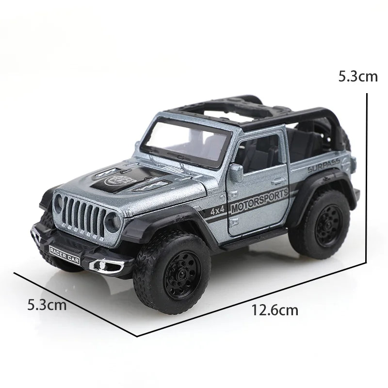 (Bagged) 1/36 Convertible Wrangler Off-Road Vehicle, Die-Cast Metal, Boy's Toy, Four Doors Openable, Pull-Back Function