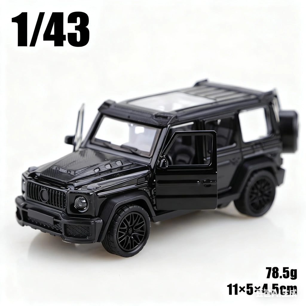 1/43 scale die-cast metal new Little G pullback off-road vehicle, three-door alloy model, boy's toy, decoration.