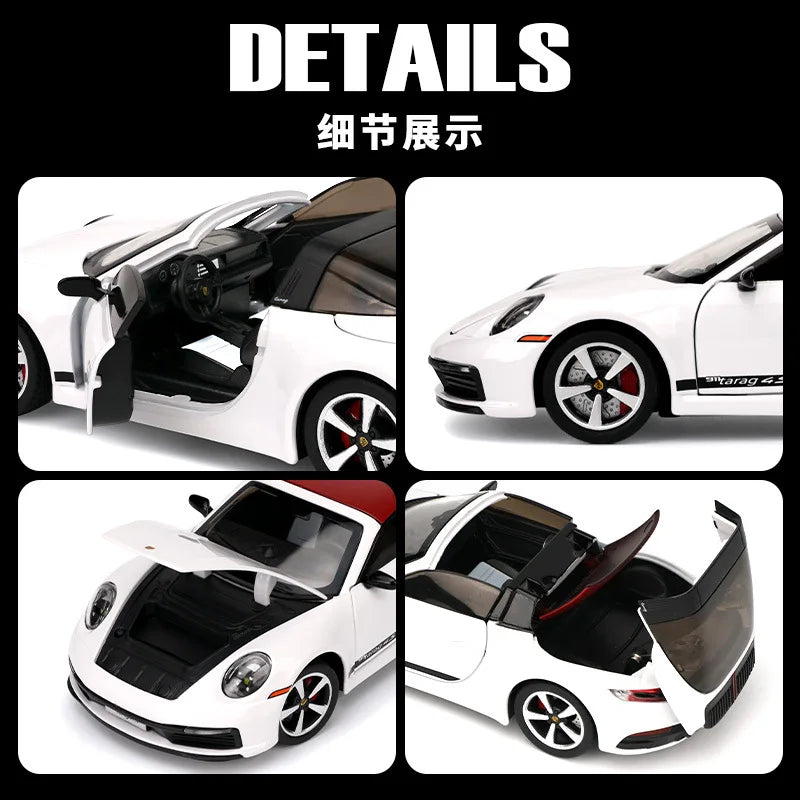 1:32 911 Targa 4S Sports Car Alloy Car Model Simulated Children's Toy Collection Ornaments for Boys Gifts