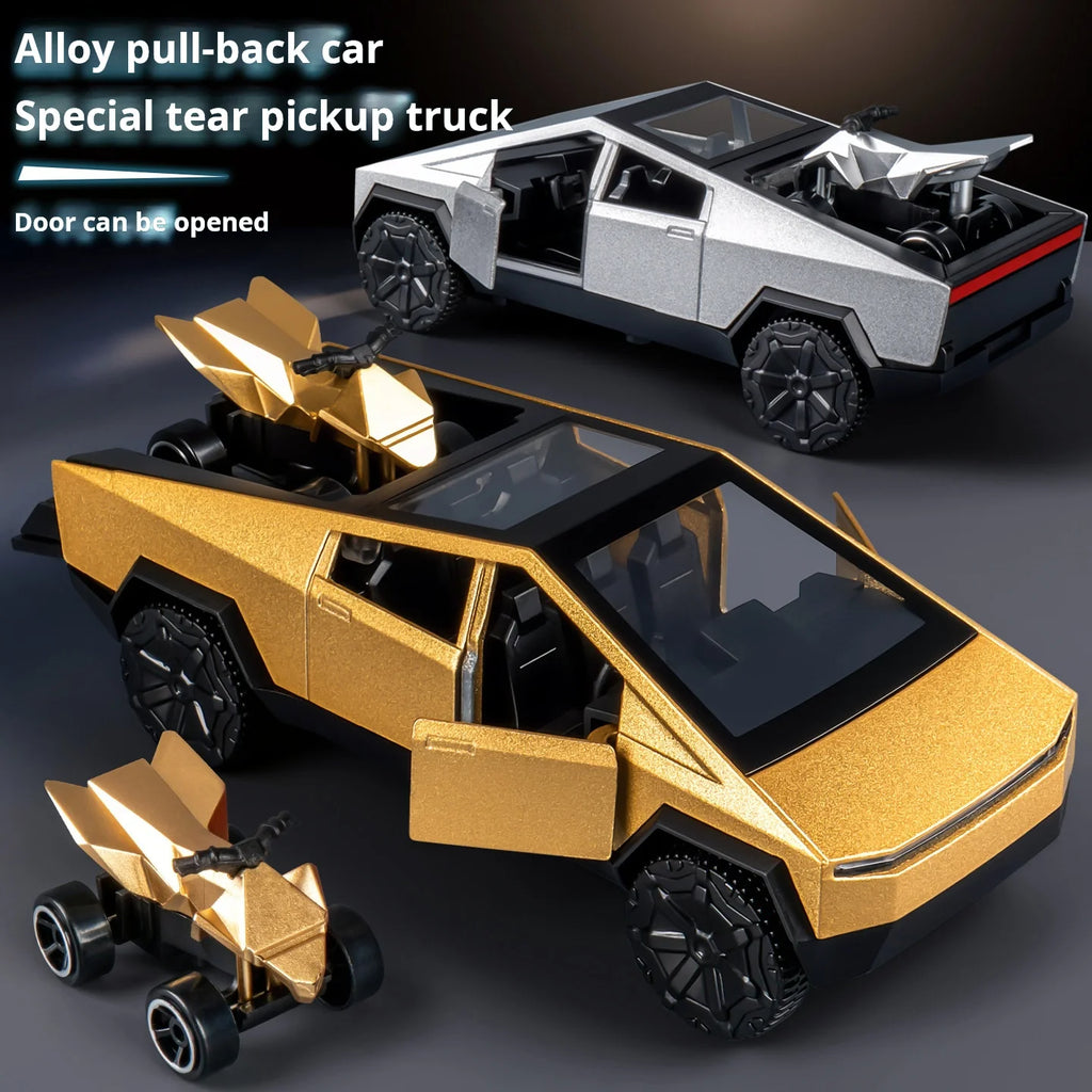 1:36 Cybertruck Toys Off Road Vehicle Die Cast Model Car Beach Motorcycle Hobby Collectible Birthday Gift
