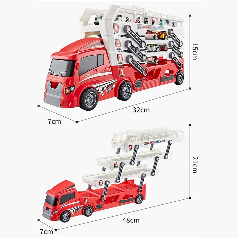 Pop-up container-style truck engineering vehicle, racing toy, children's toy push-pull vehicle equipped with 6 alloy wheels, Chi