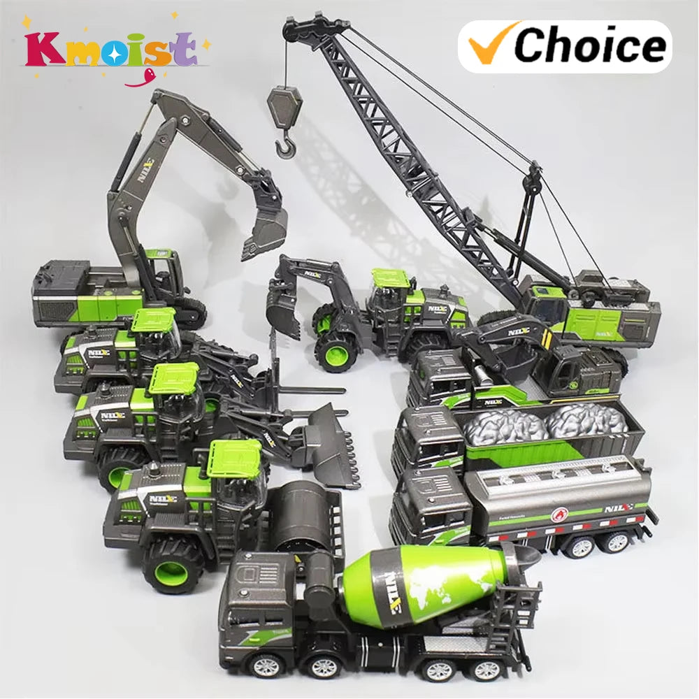 1/50 Model Car Bulldozer Truck Excavator Crane Forklift Construction Engineering Vehicle Toys for Boys Children Educational Toys