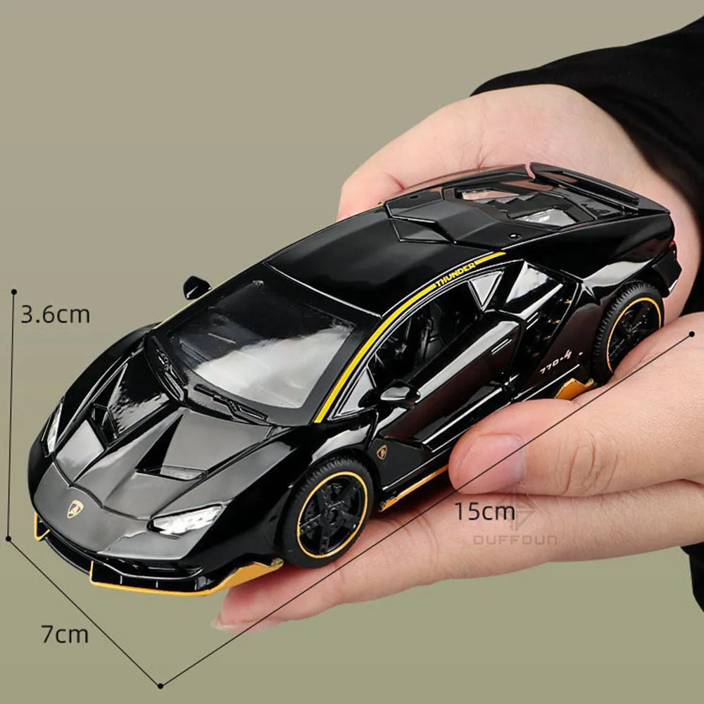 سيارات ألعاب مقاس 1/32 نموذج سيارة لامبور LP770 مصبوبة مقاس 1/32 ألعاب سيارات من سبيكة هدية للأولاد سحب للخلف ضوء وموسيقى سيارة أطفال