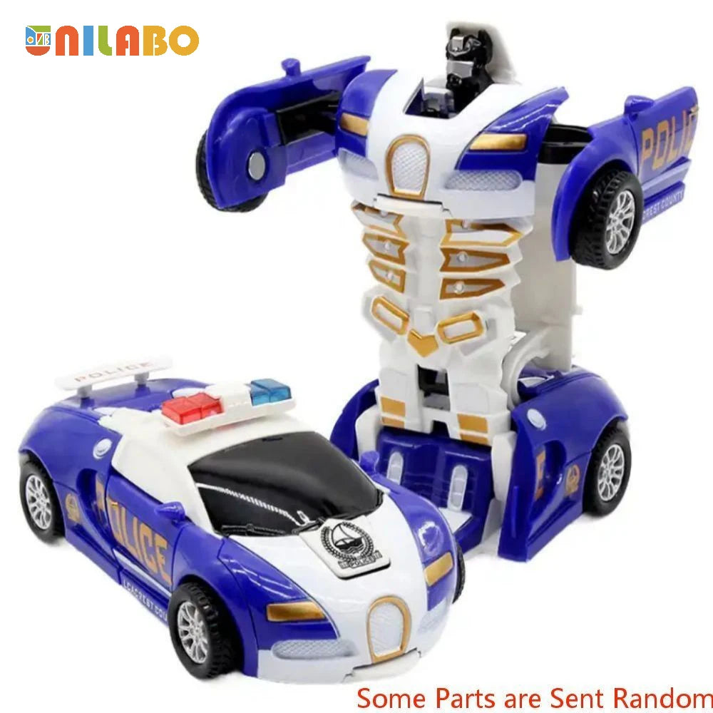 Transformable Robot Sports Car Toys, No Batteries, Educational Kids Gift, Colorful Model Vehicle for Play Learning