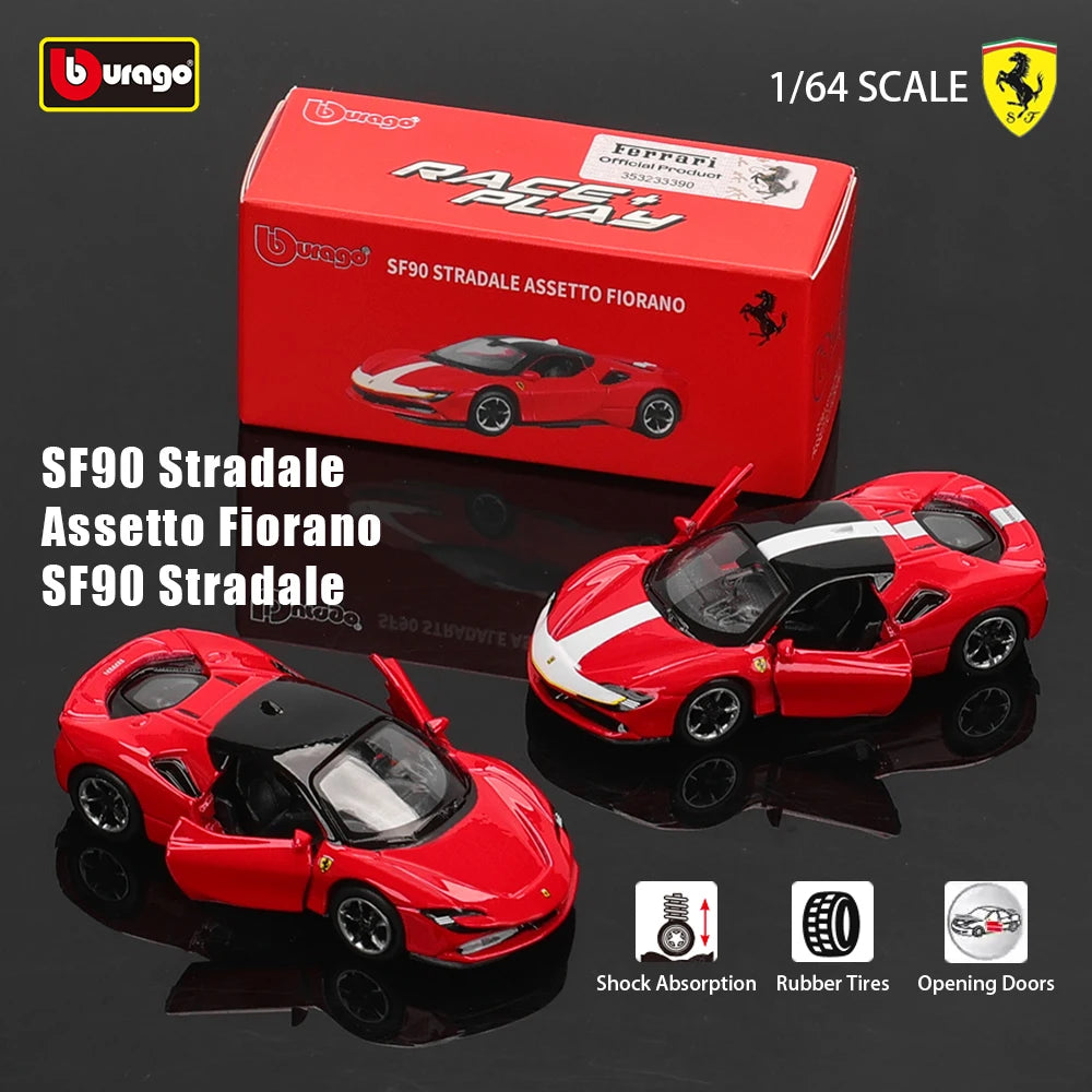 Bburago 1:64 genuine Ferrari SF90 SP1 458 ENZO F40 F12TDF SF90 car model series children's Christmas boy gift toys