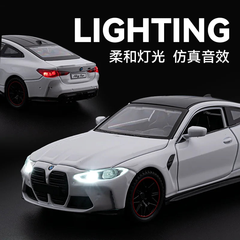 Limited Edition 1:32 Simulation Top Sports Car BM M4 Alloy Model Car with Sound and Light Boys' Toy Gift Collectibles