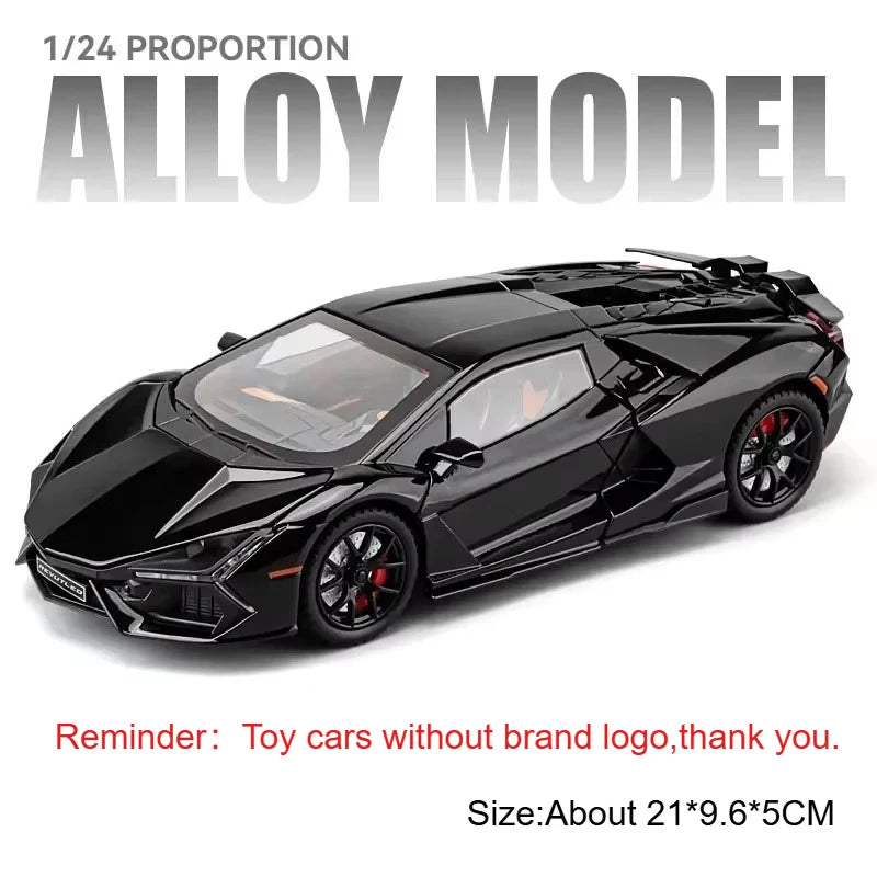 1:24 Scale REVUELTO Miniature Model Toy Sports Cars Alloy Diecast Supercars Sound Light Doors Opened Pull Back for Kids Gifts