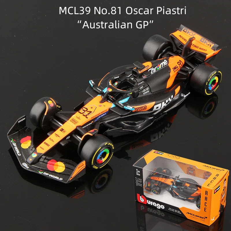 Bburago 1:43 F1 Alloy Car Model 2025 Season Formula Racing Die Cast Toy SF25 RB21 W16 MCL39 Red Bull Mercedes Ferrari McLaren