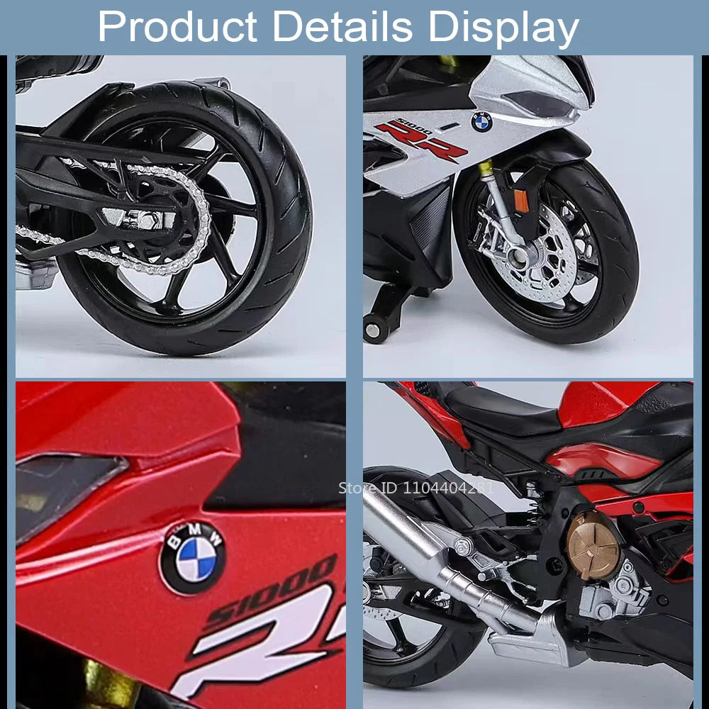 Scale 1:12 BMW S1000RR Honda CBR1000RR Alloy Diecast Motorcycle Car Miniature Model Toys Wheel Steering Vehices for Boys Gifts