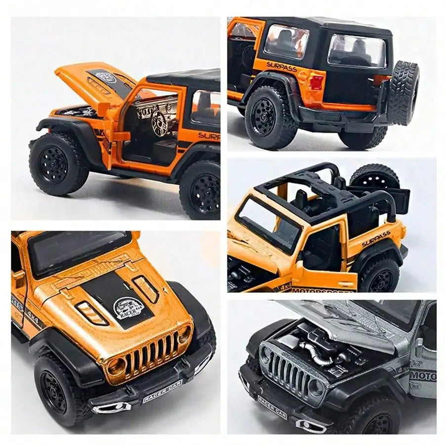 1/36 Convertible Wrangler Off-road Vehicle, Die-cast Metal, Boy's Toy, Four Doors Opening, Pull-back Function