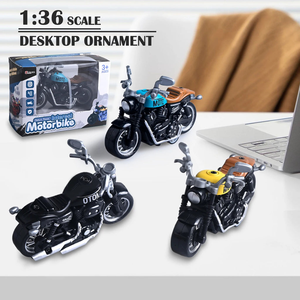 Model Diecast Motocycle Toys Ornament, 1:18/1:36 Car Rotating Rubber Rires Desktop Ornament Gifts