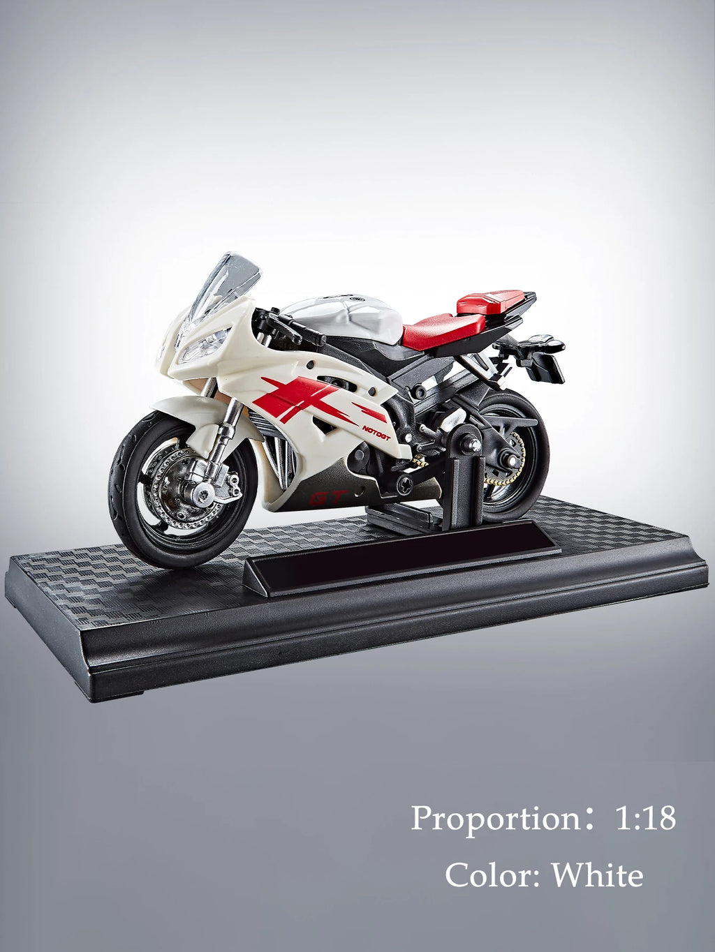 Motorcycle DieCast Model 1:18 Toy Car,  Collectible Model With Ornament Base Rotating Rubber Tires Kids Gifts