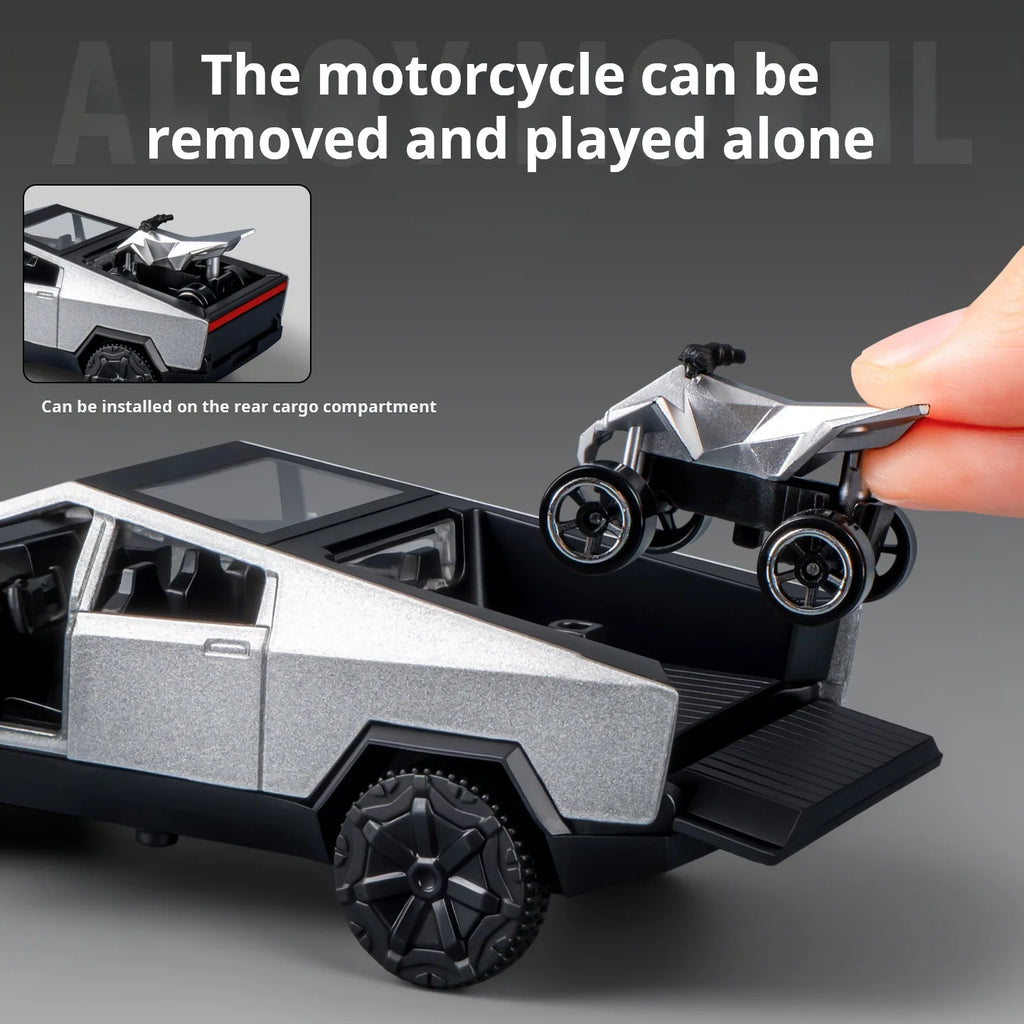 1:36 Cybertruck Toys Off Road Vehicle Die Cast Model Car Beach Motorcycle Hobby Collectible Birthday Gift
