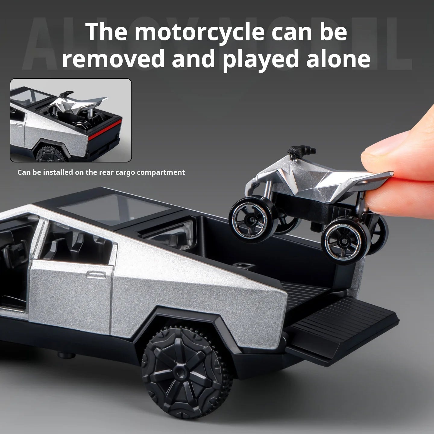 1:36 Cybertruck Toys Off Road Vehicle Die Cast Model Car Beach Motorcycle Hobby Collectible Birthday Gift