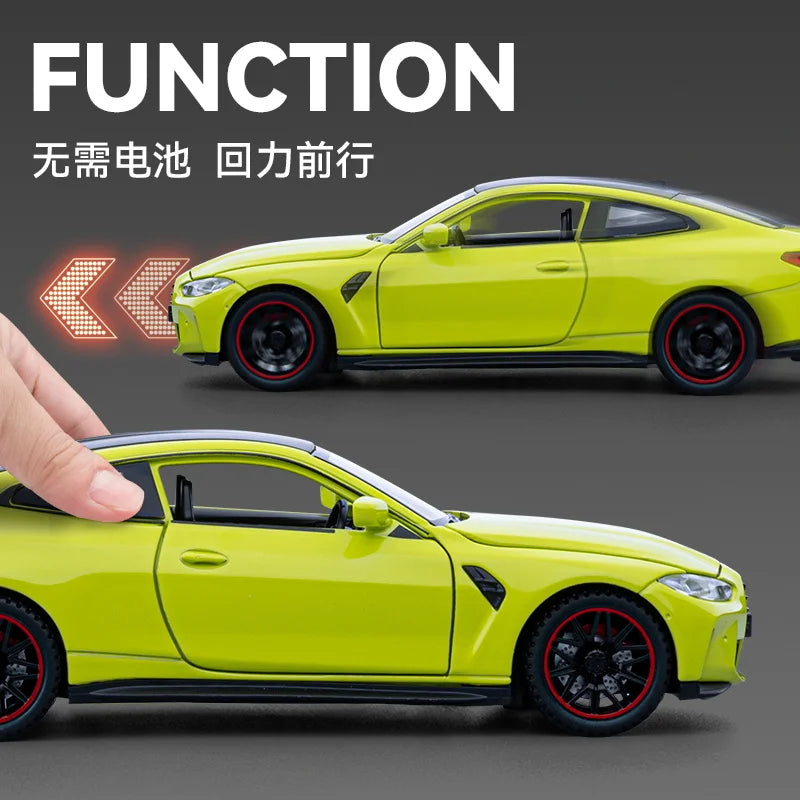 Limited Edition 1:32 Simulation Top Sports Car BM M4 Alloy Model Car with Sound and Light Boys' Toy Gift Collectibles