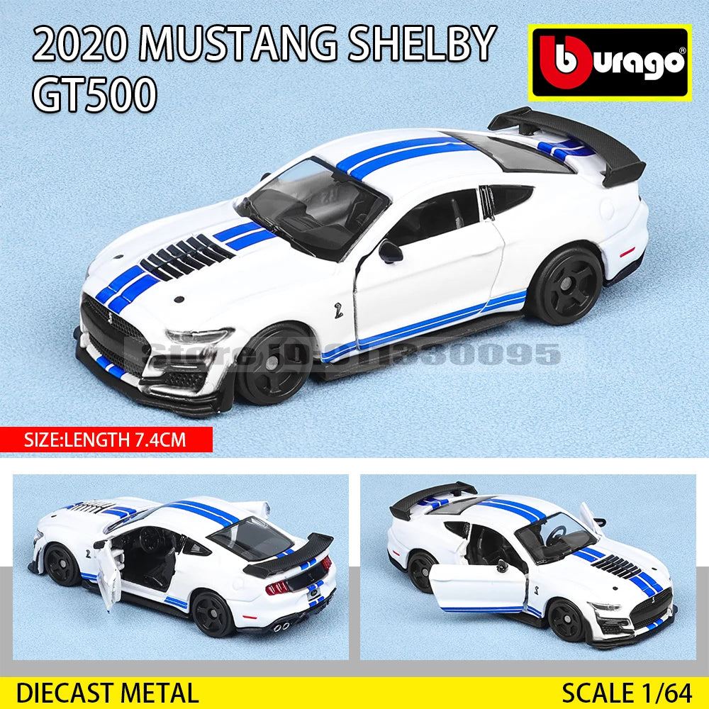 Bburago 1:64 GOLF GT 2017 2020 mustang shelby gt500 Car Model Collection Kids Xmas Gift Toys for Boys Ferrari  Benz Volkswagen